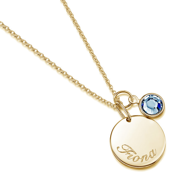 Verižica Medalion z imenom birthstone Ela