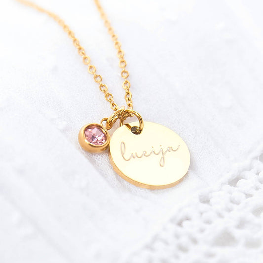 Verižica Medalion z imenom birthstone Petit