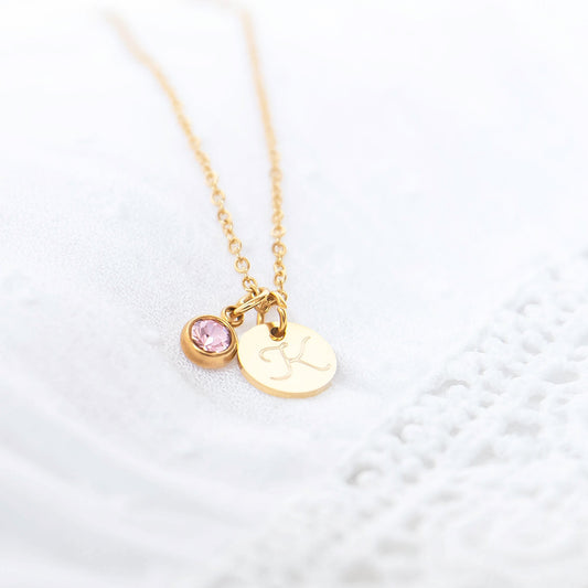 Verižica Mini medalion s črko birthstone
