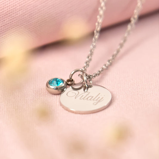 Verižica Medalion z imenom birthstone Sia