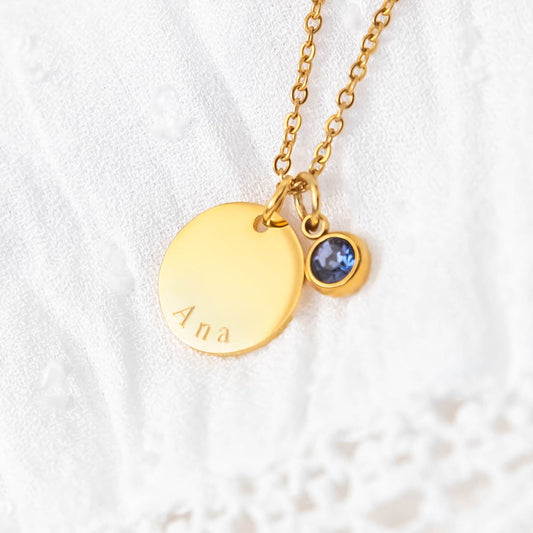 Verižica Medalion z imenom birthstone Ela