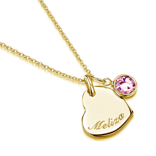 Verižica Srce z imenom birthstone Ela