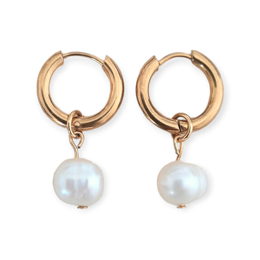 Uhani Hoop pearls 2v1