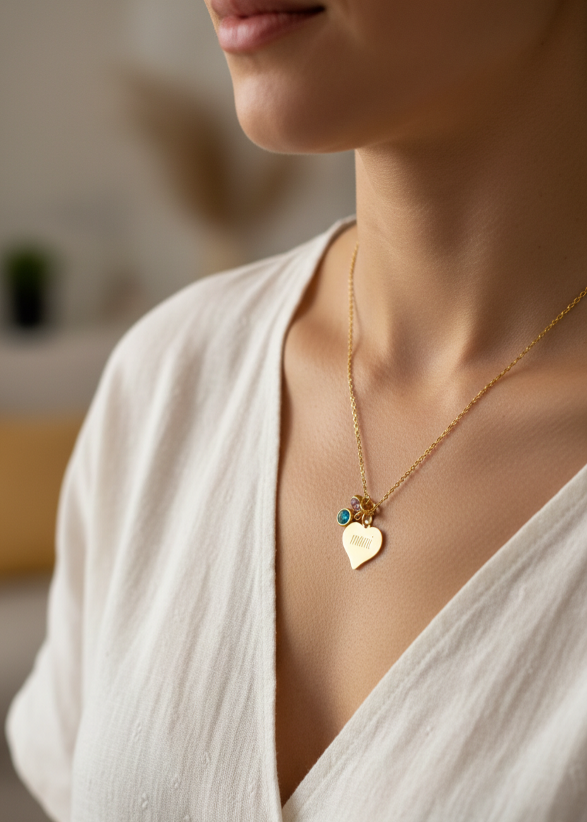Verižica Srce z imenom birthstone