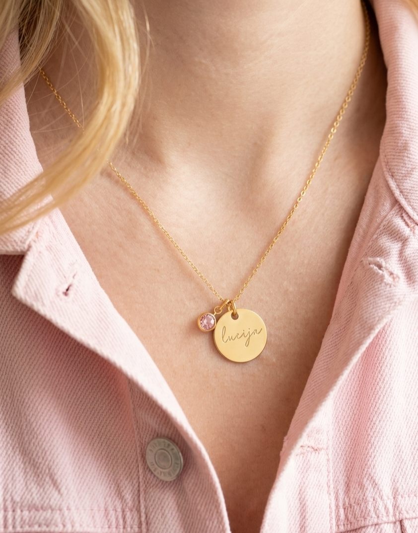 Verižica Medalion z imenom birthstone Petit