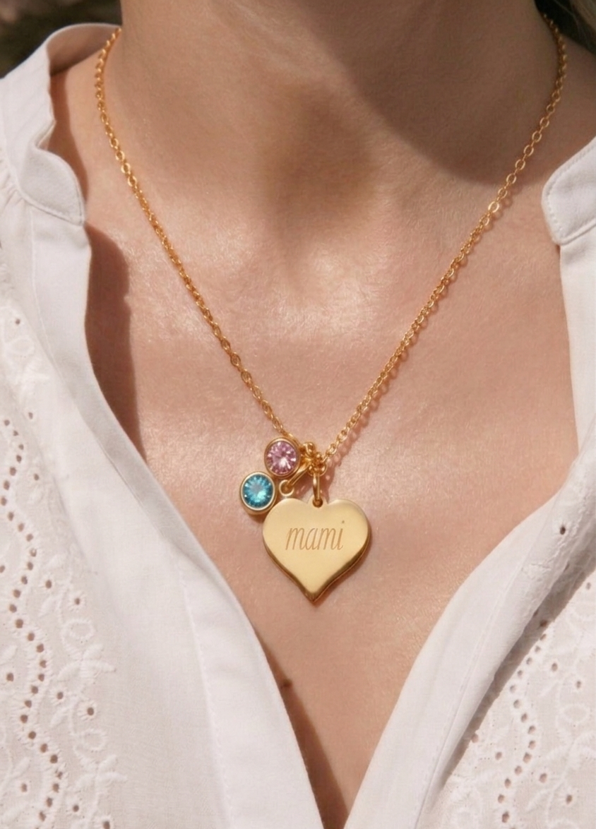 Verižica Srce z imenom birthstone